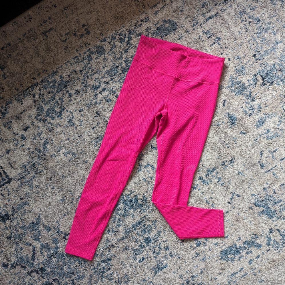 GapFit Bright Pink High Waisted Ribbed Legging